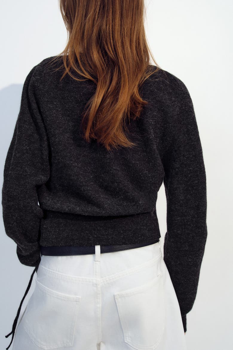 Wrap Cardigan, Alternate, color, Dark gray melange