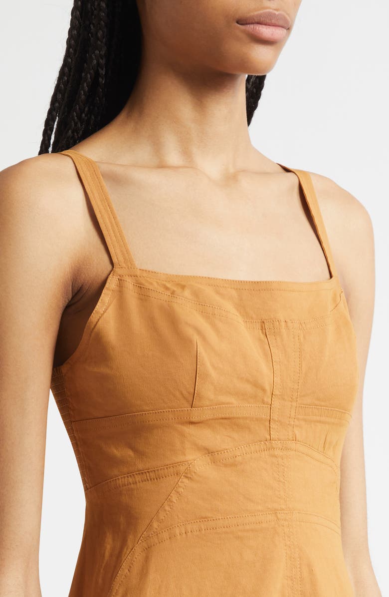 A.L.C. Harlow Fit & Flare Linen Blend Midi Dress, Alternate, color, Light Brown