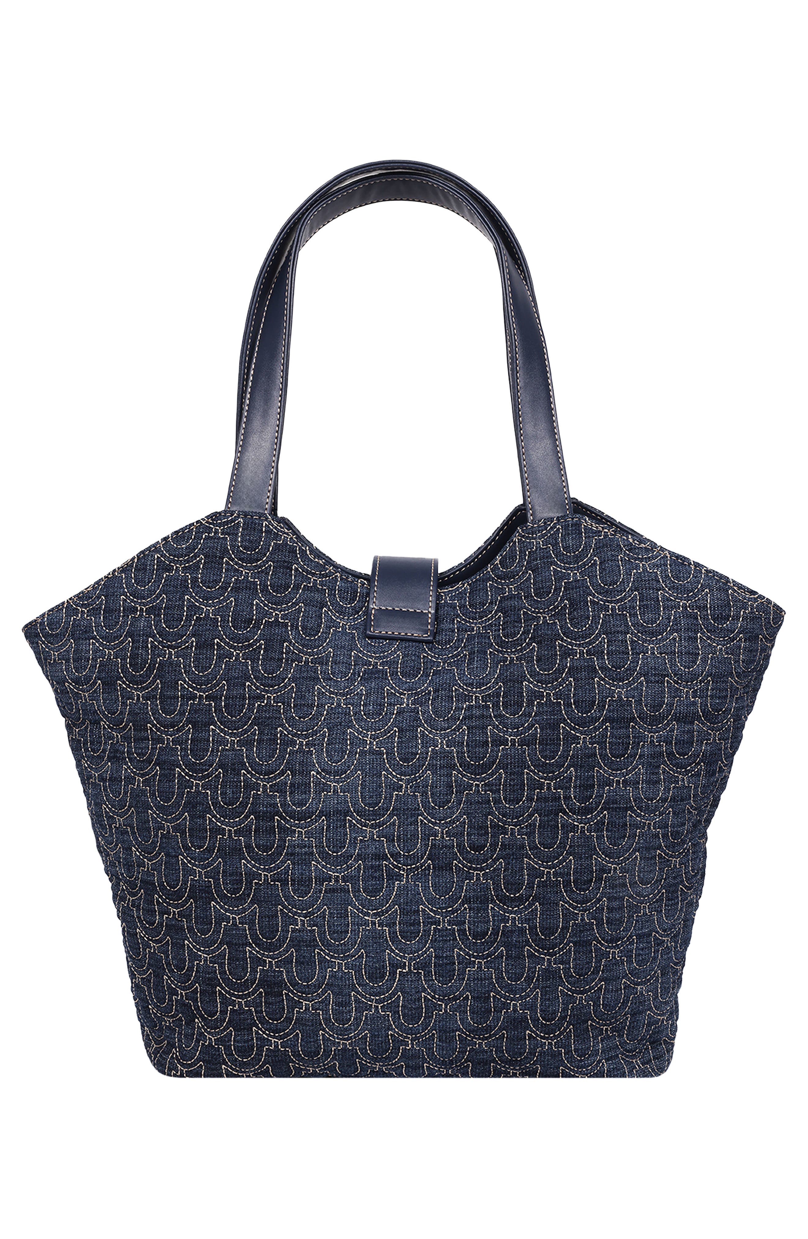 True Religion Horseshoe Charm Denim Tote, Alternate, color, Dark Denim