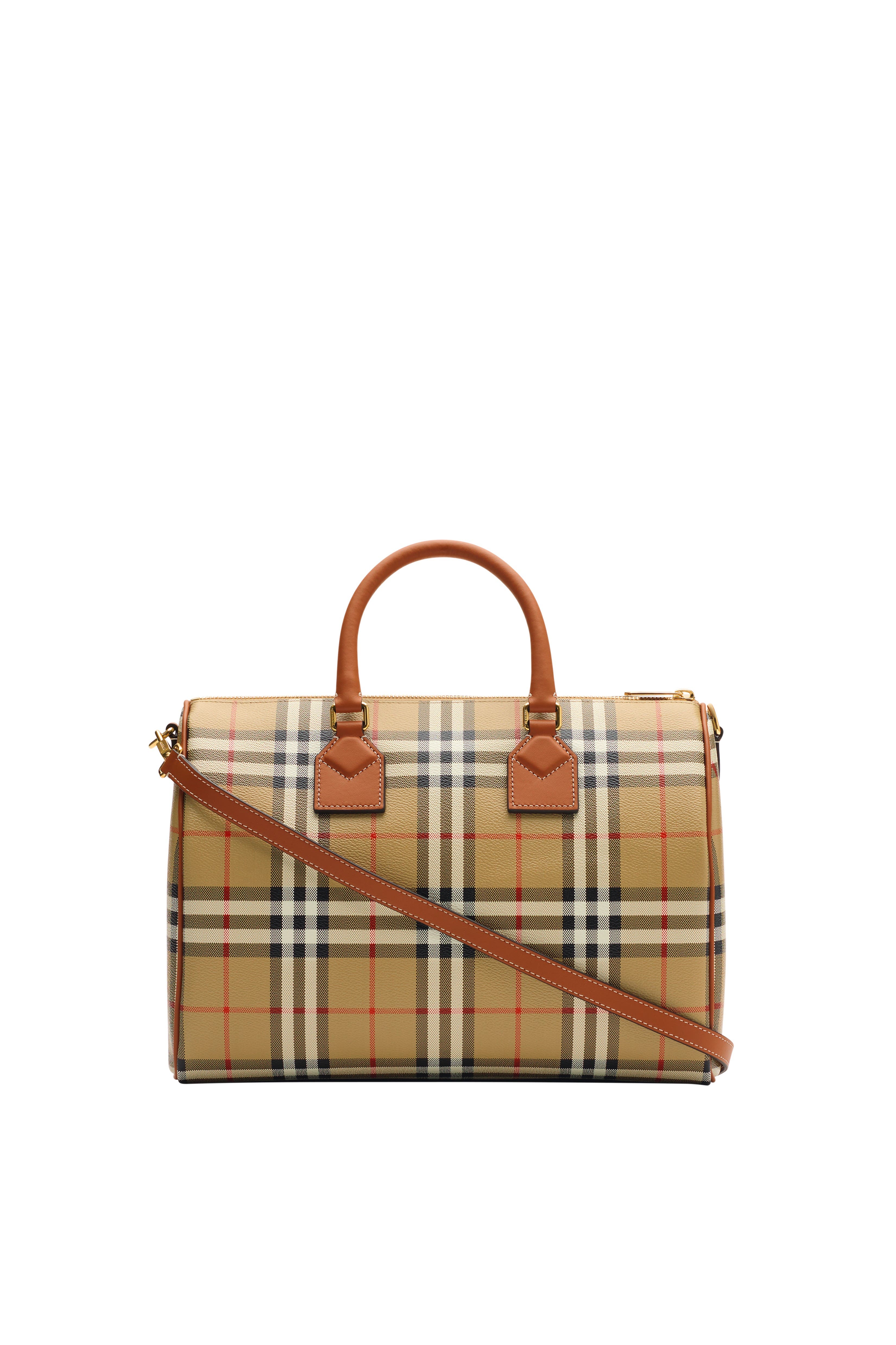 Burberry Medium Check Bowling Bag, Alternate, color, Archive Beige/Briar Brown