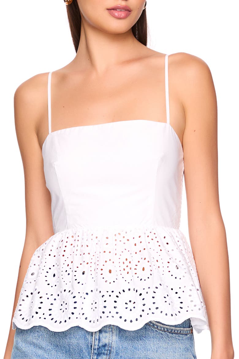 Embroidered Eyelet Cotton Camisole, Main, color, SUGAR