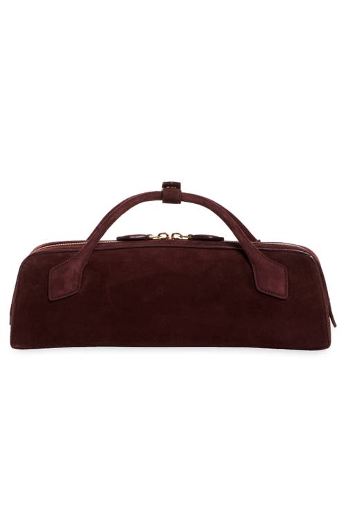 Alaïa Le Teckel Suede Clutch In Rouge Grenat