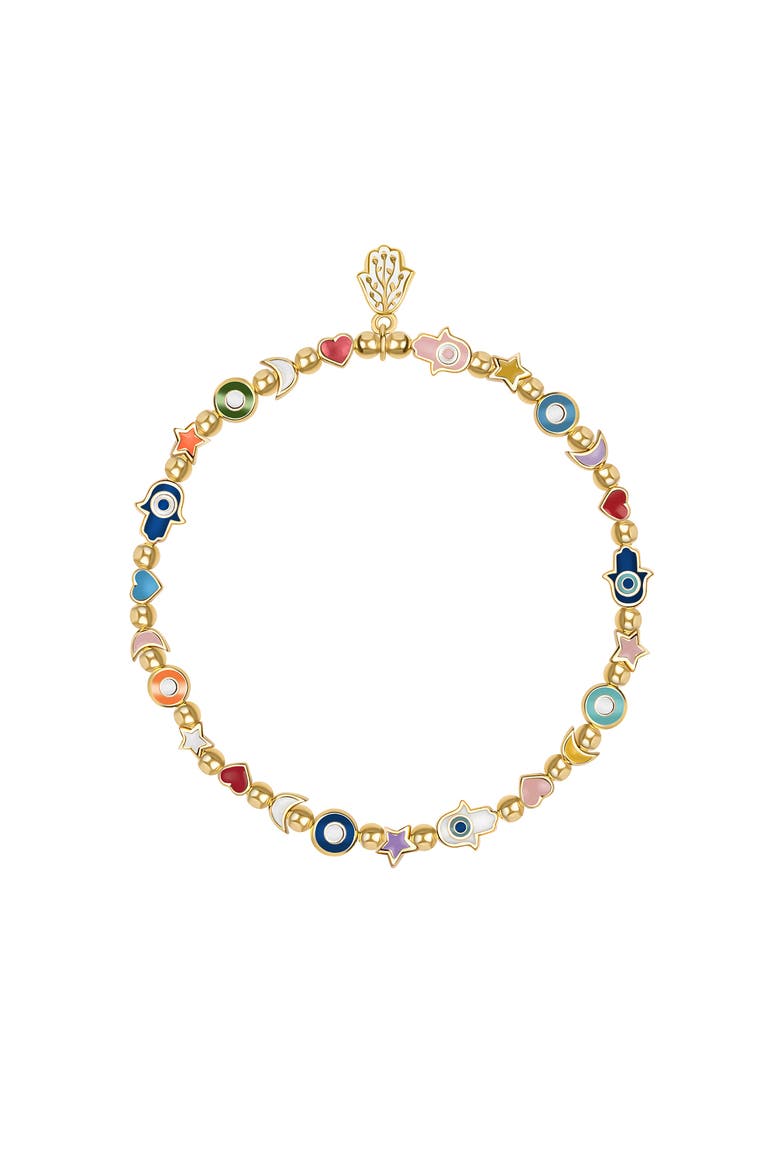 Spiritual Blessings - Enamel Multi Charm Bracelet, Main, color, Gold/Multicolor