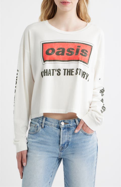Oasis Long Sleeve Crop Graphic T-Shirt