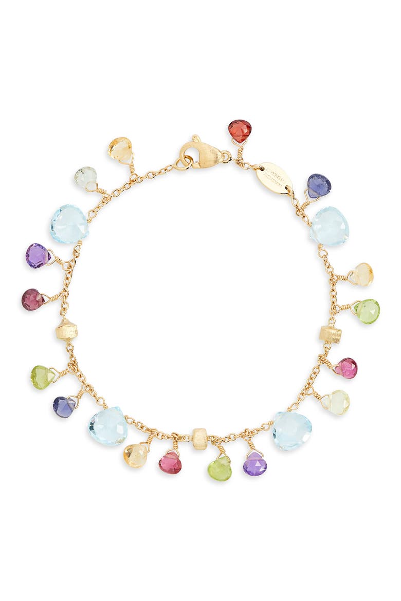 Paradise Blue Topaz & Mixed Semiprecious Stones Single Strand Bracelet, Main, color, YELLOW GOLD