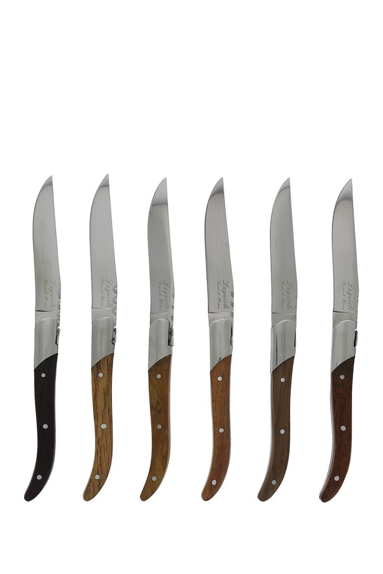 Laguiole Connoisseur 6-Piece Assorted Wood Steak Knife Set, Main, color, WOOD