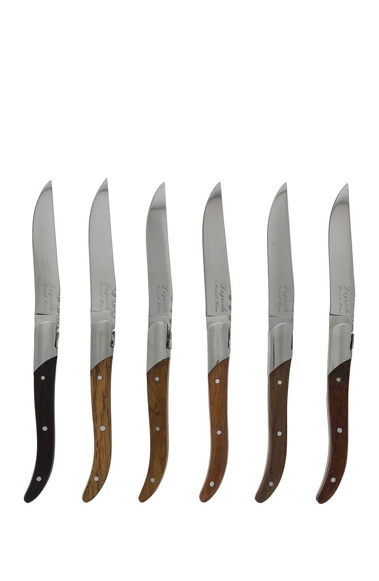 FRENCH HOME Laguiole Connoisseur 6-Piece Assorted Wood Steak Knife Set, Main, color, Wood