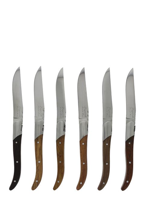 Laguiole Connoisseur 6-Piece Assorted Wood Steak Knife Set