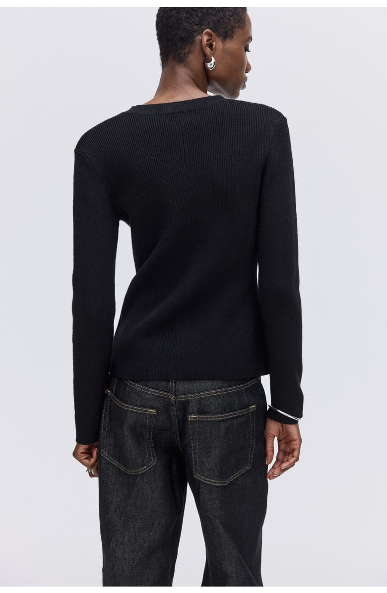 H&M Fitted Cardigan, Alternate, color, Black