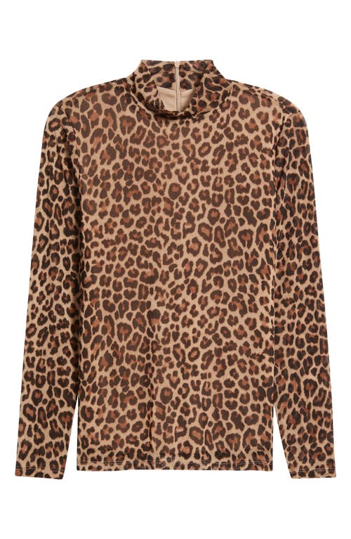 Anne Klein Long Sleeve Mock Neck Top In Animal Print