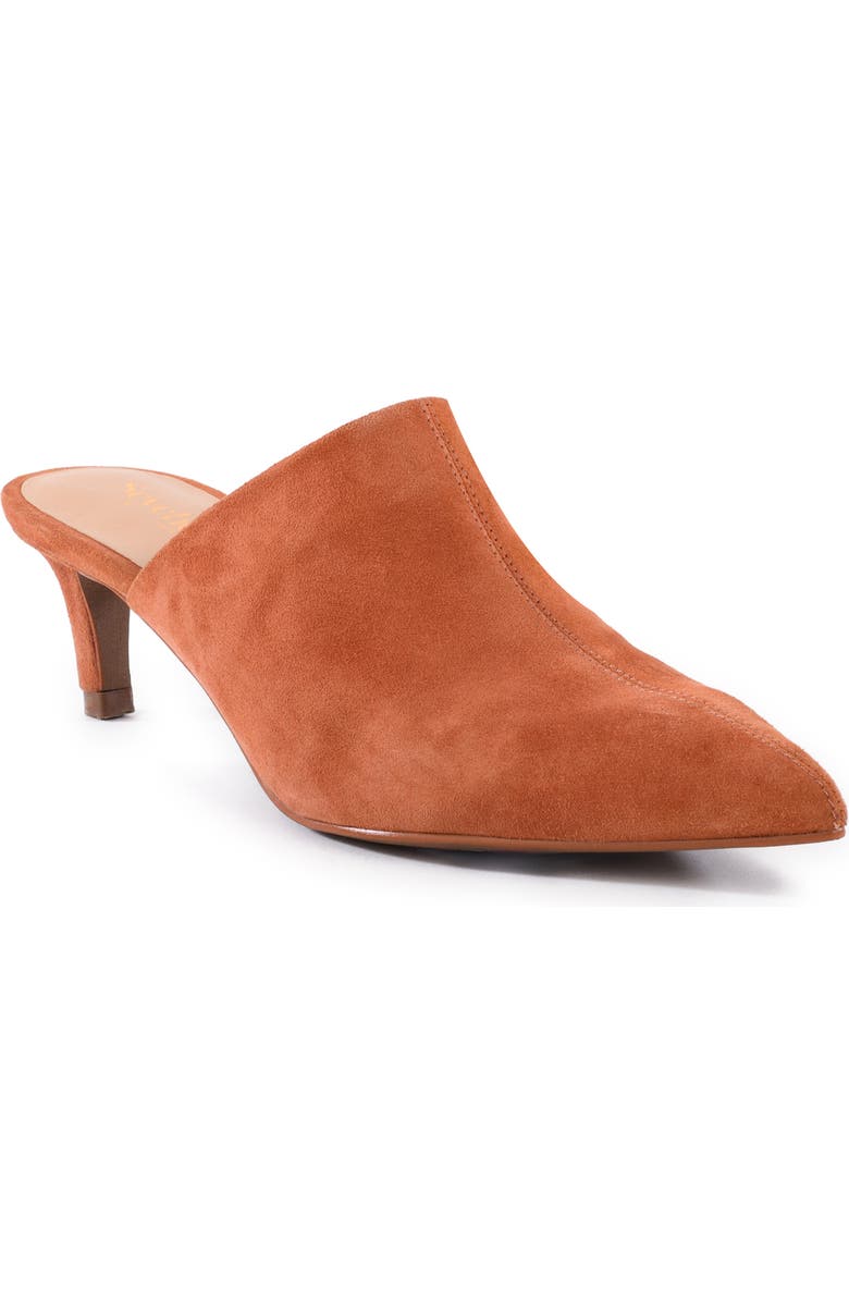 Seychelles Obsession Pointed Toe Kitten Heel Mule, Main, color, Rust Suede