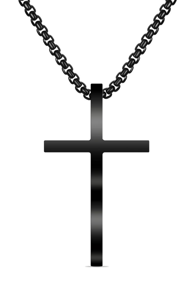 Men's Cross Pendant Necklace, Main, color, BLACK