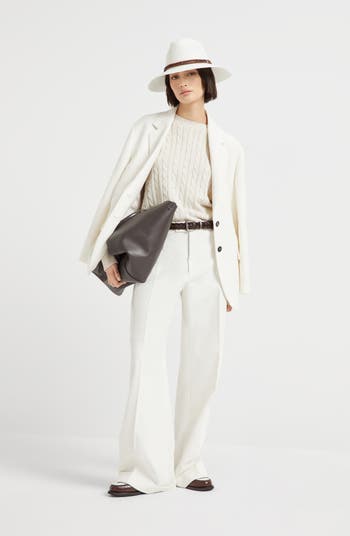 【関税込み】BRUNELLO CUCINELLI T-SHIRT DAZZLING Dazzling embroidery T-shirt for Woman in Fog | Brunello