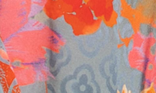 Apny Print Tassel Surplice Chiffon Top In Orange Multi