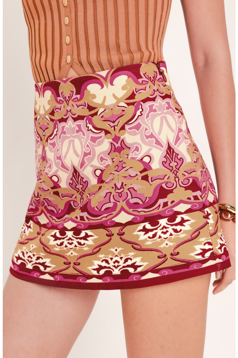 Printed Side Zip Skort, Alternate, color, BURGUNDY