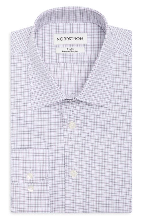 Nordstrom Trim Fit Check Premium Non Iron Cotton Dress Shirt In Pink