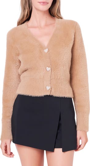 English Factory Pearly Heart Button Sweater | Nordstrom