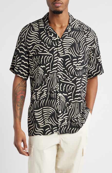 OAS Lorenzo Abstract Botanic Print Viscose Camp Shirt