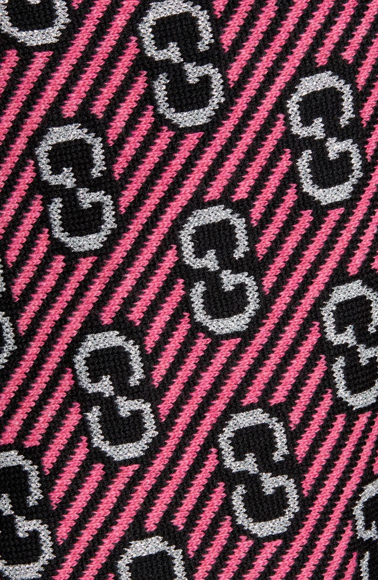 Gucci Double-G Stripe Metallic Jacquard Poncho, Alternate, color,