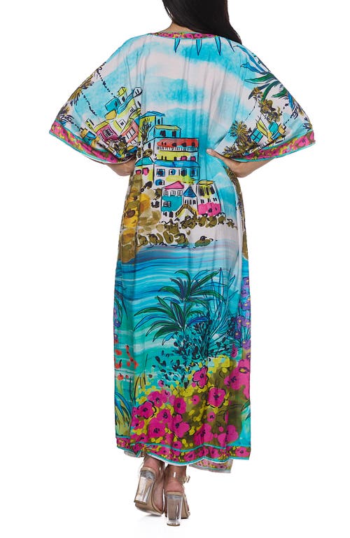 Ranee's Ranees V-neck Cotton Caftan In Multi