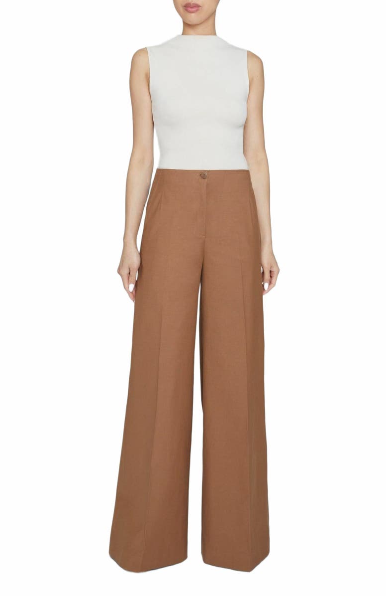 Santorelli Lily Wide Leg Pant in Stretch Cotton Blend, Main, color, 