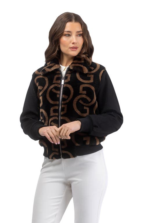 Gorski G Printed Merino Shearling Lamb Bomber Jacket With Loro Piana Wool Trim In Black
