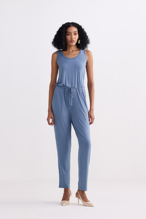 Relaxed Drawstring Jumpsuit with Incut Sleeves