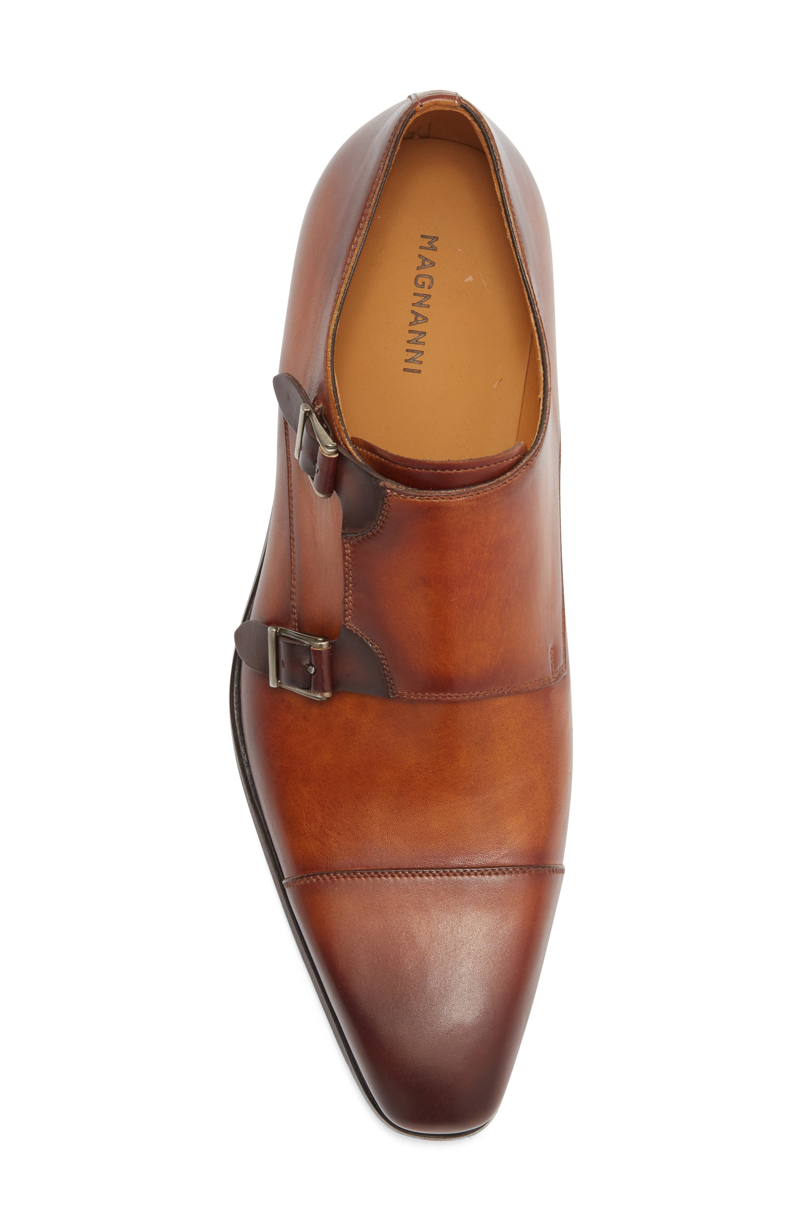 Cap Toe Monk Strap Shoe, Alternate, color, CUERO