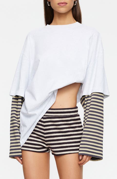 Bottega Layered Long Sleeve Cotton Tunic Top