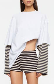 LIONESS Bottega Layered Long Sleeve Cotton Tunic Top