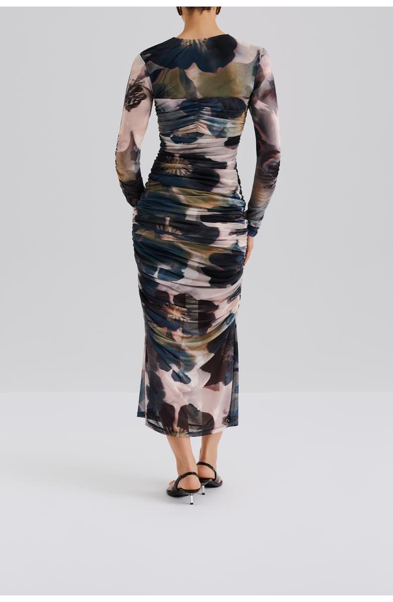 Malina Elionora Sheer Jersey Midi Dress, Alternate, color, Dusty Poppy