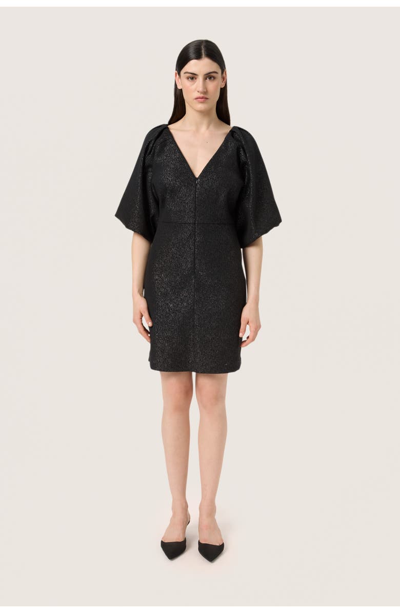 Soaked in Luxury SLCahlina Metallic V-neck Mini Dress, Alternate, color, Gun Metal