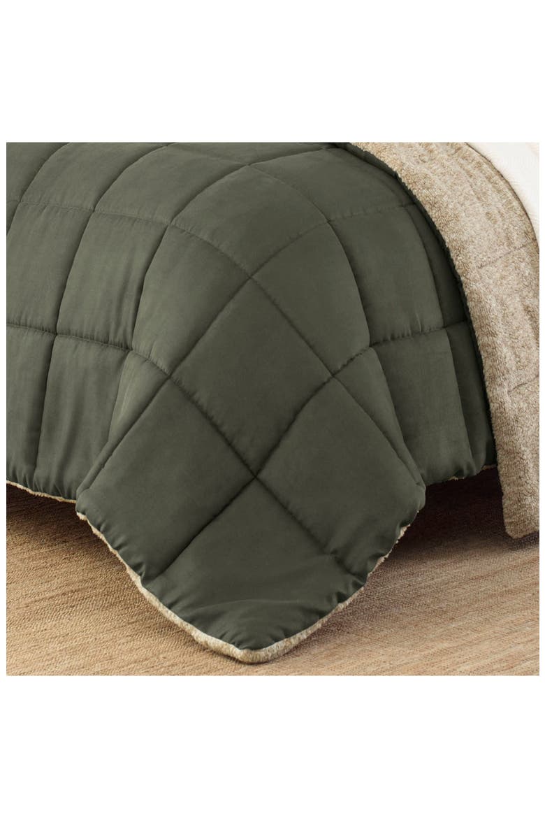 Sherwood Reversible Faux Shearling Comforter Set, Alternate, color, GREEN