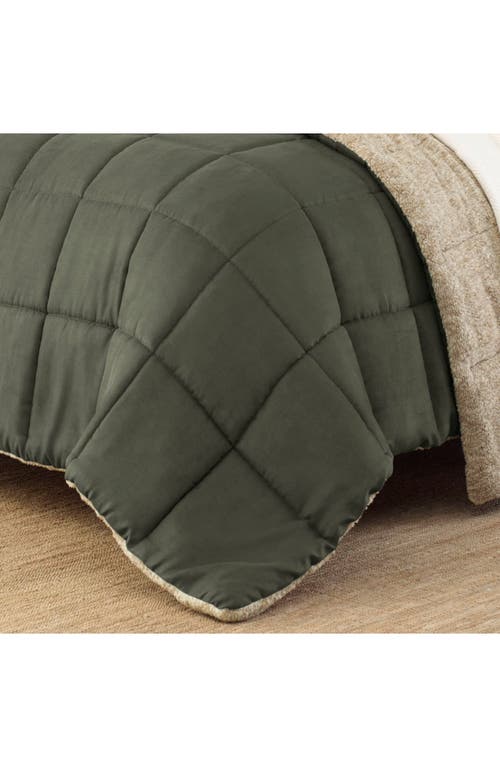Eddie Bauer Sherwood Reversible Faux Shearling King Comforter Set In Green