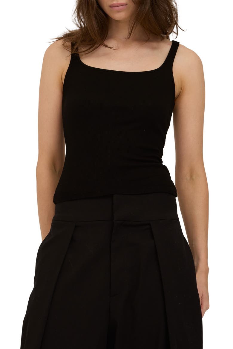 Olsen Rib Scoop Neck Tank, Main, color, BLACK