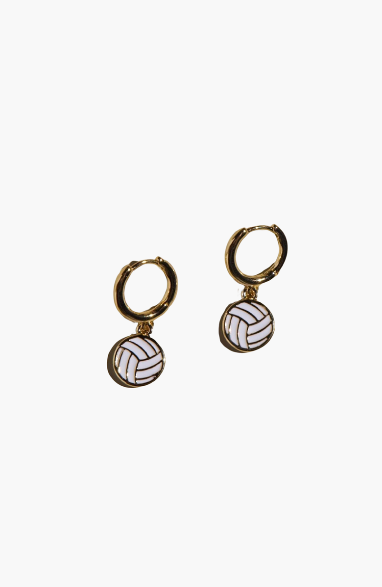 Nickel & Suede Volleyball Huggie Earrings, Main, color, Gold