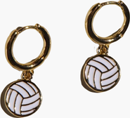 Nickel & Suede Volleyball Huggie Earrings