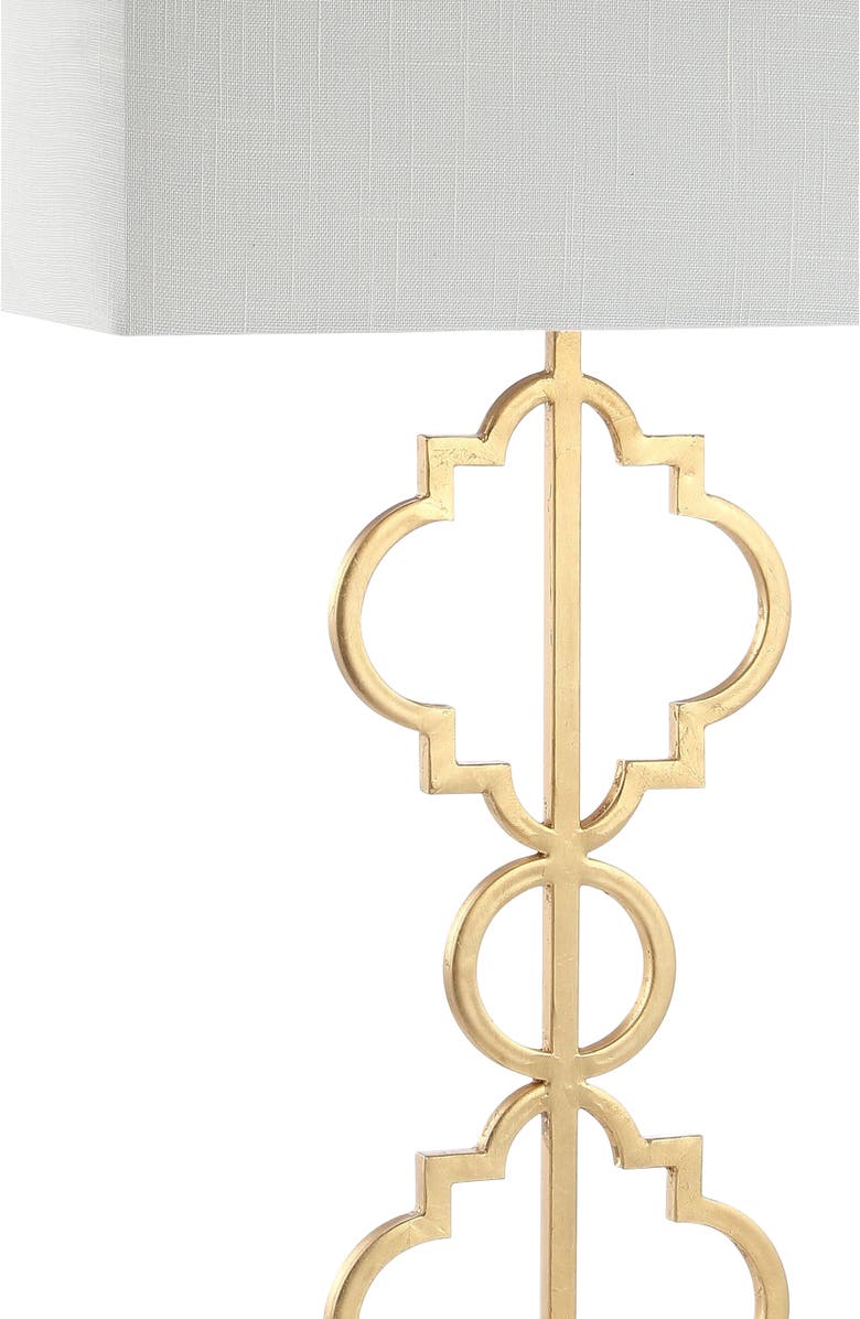 JONATHAN Y Selina Iron Ogee Trellis Modern LED Table Lamp, Alternate, color, Gold Leaf