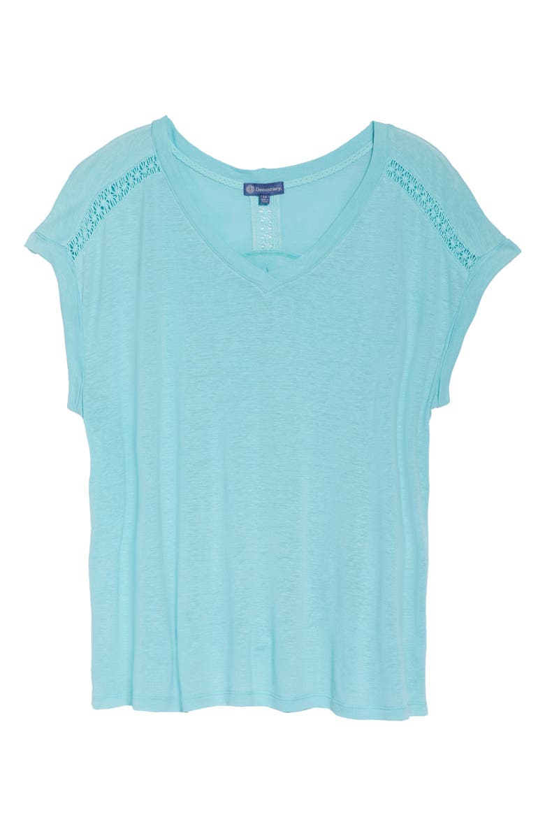 Democracy V-Neck Roll Cuff High/Low T-Shirt, Alternate, color, 