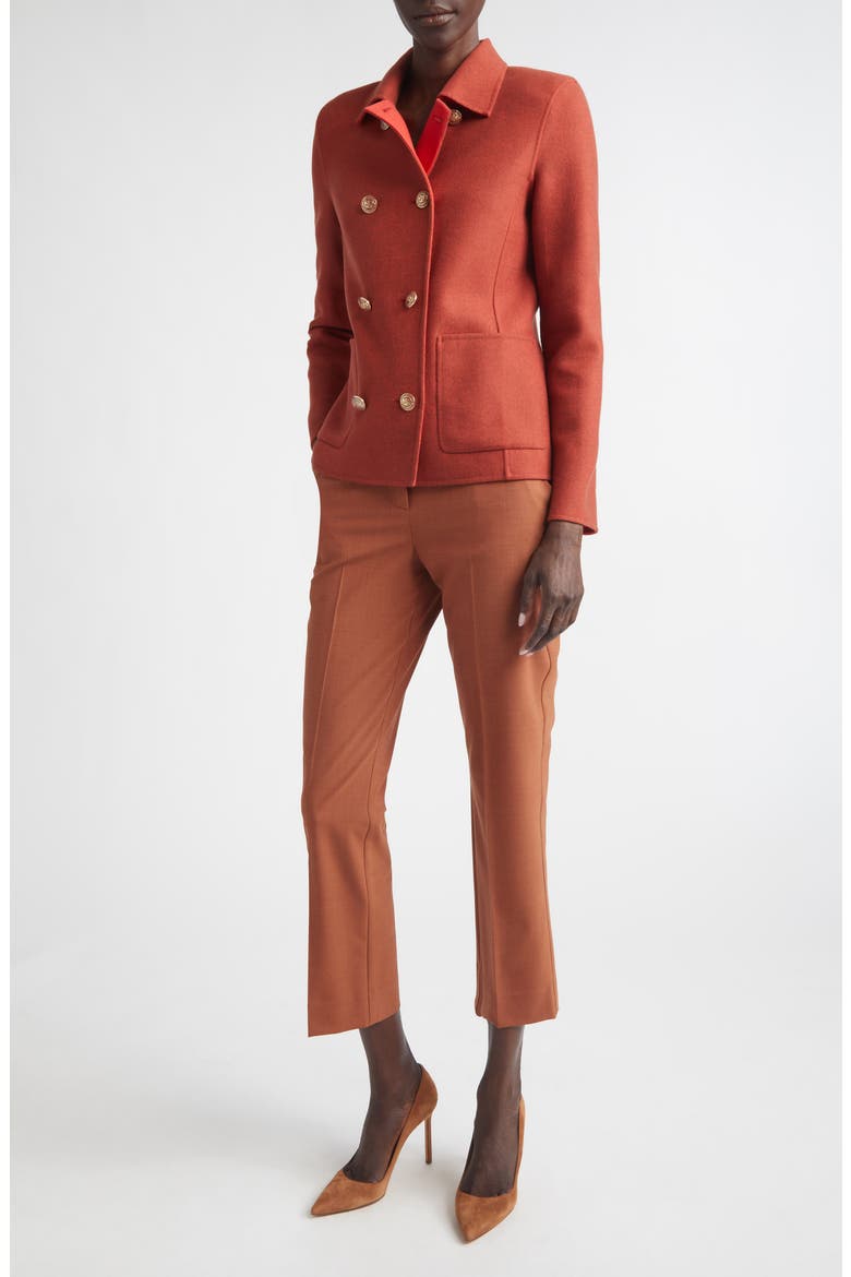Double Breasted Wool & Cashmere Double Face Twill Coat, Alternate, color, RUST/ PERSIMMON