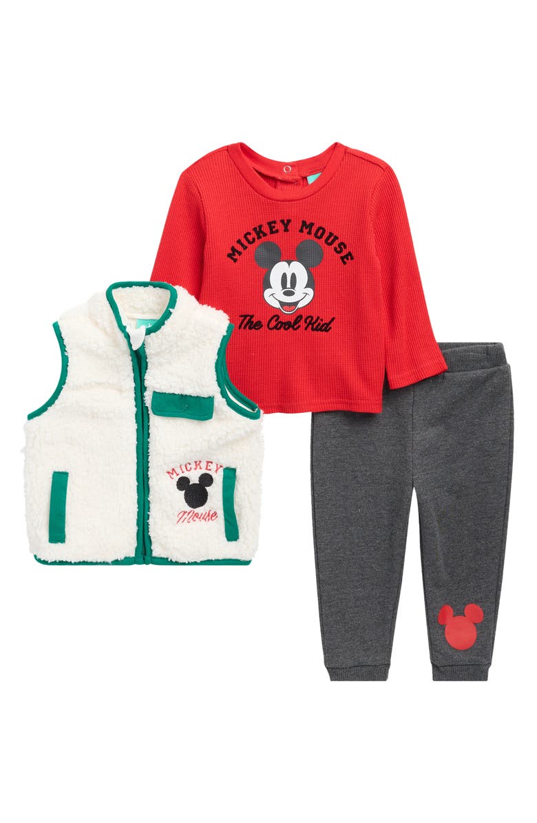ASSORTED High Pile Fleece Vest, T-Shirt & Pants Set, Main, color, Red