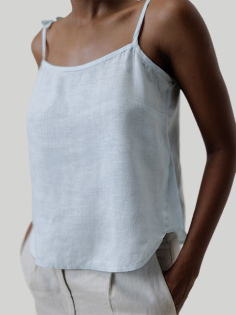 Women's Tie-up Embroidered Camisole Top - White - Large