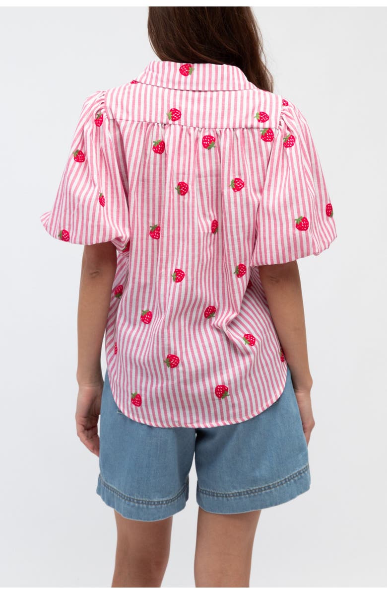 Label of Love Short Sleeve Strawberry Embroidered Shirt, Alternate, color, Pink