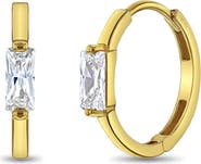 In Season Jewelry 14k Baguette Cut Huggie Earrings