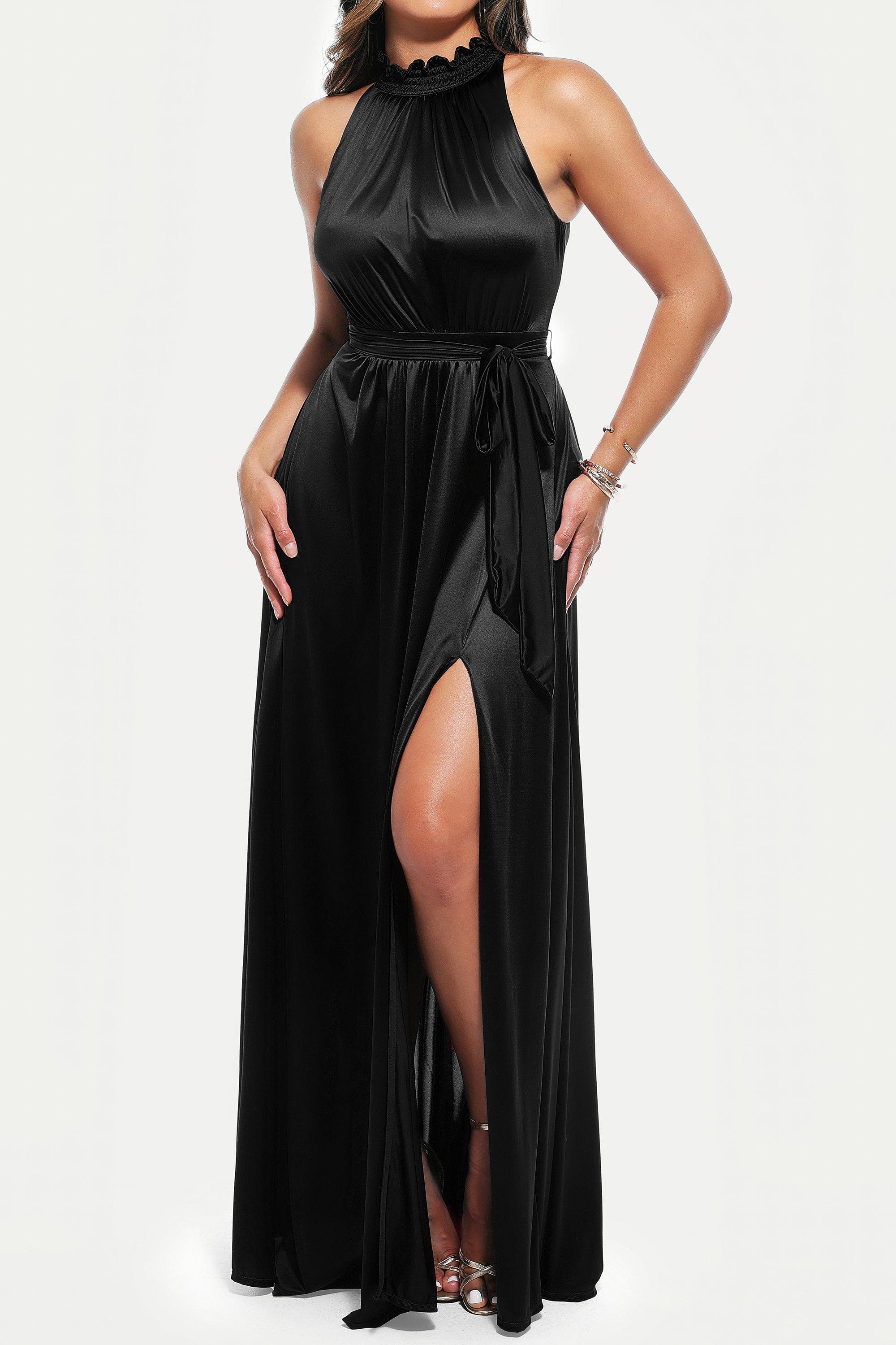 body shaping maxi dress Built-in Shapewear Draped High Neck Maxi Dress (Women)