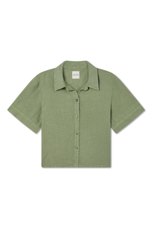 Vir Vita Anais Linen Shirt In Green