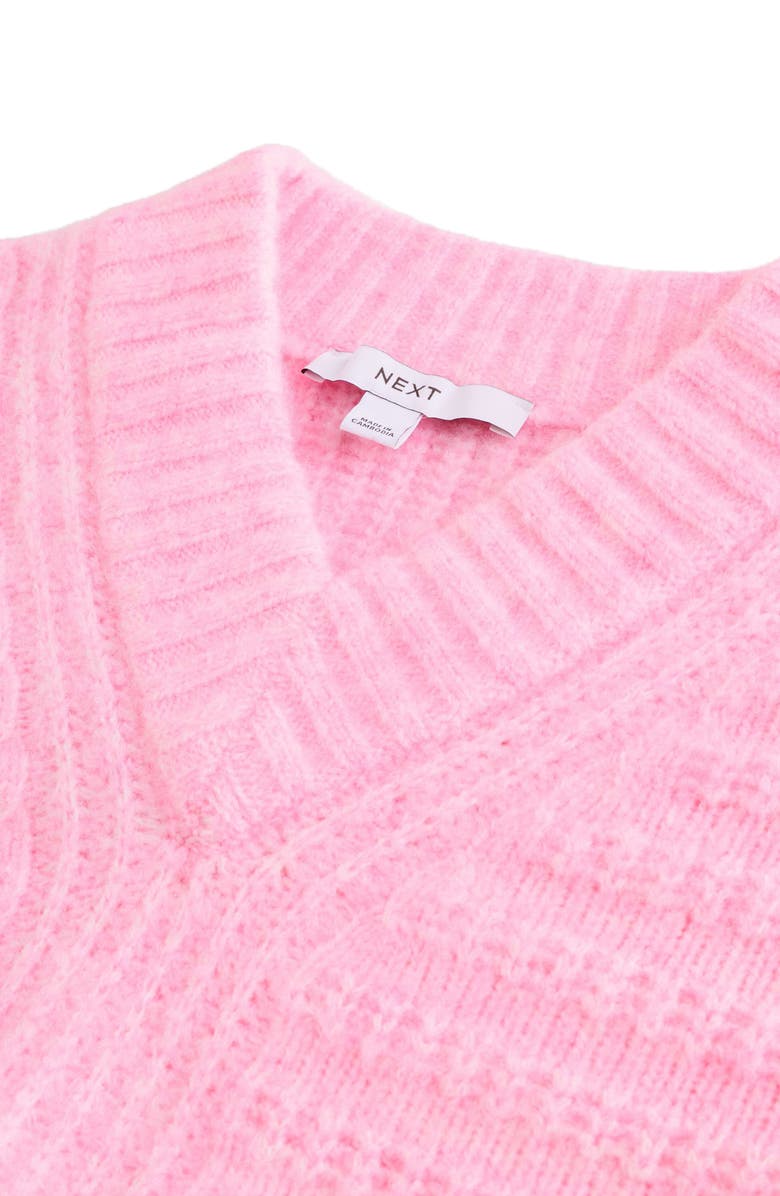 NEXT V-Neck Ribbed Sweater, Alternate, color, Pink