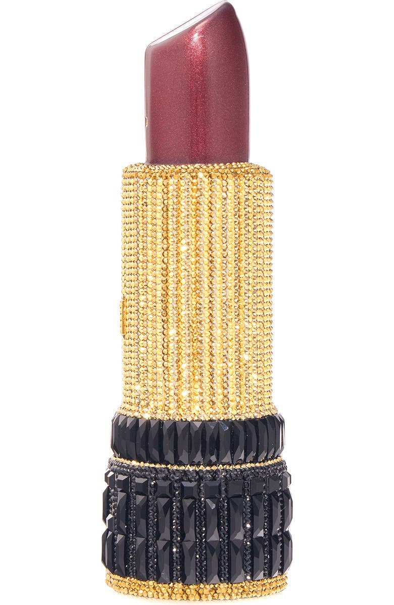 JUDITH LEIBER COUTURE Lipstick Crystal Embellished Clutch, Main, color, Silver Jet Multi