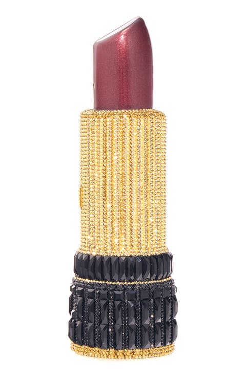Lipstick Crystal Embellished Clutch