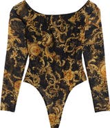 L'AGENCE Peonie Off the Shoulder Mesh Bodysuit